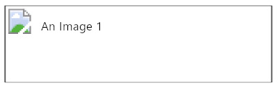 A missing link image with bad alt text simply labeling the image as "An image 1"