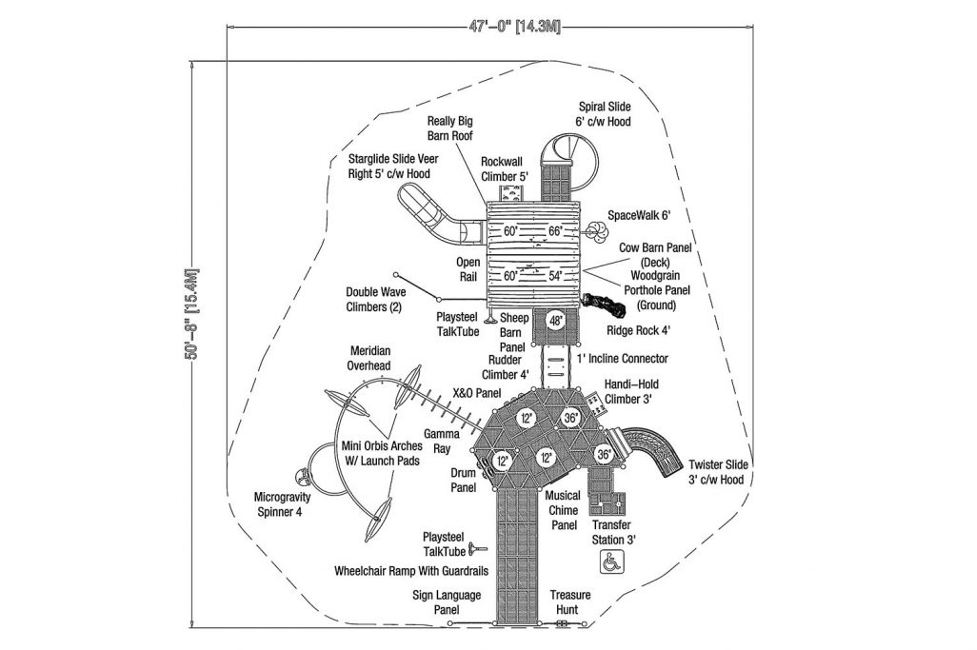 California Playgrounds specific playground layout for H2297R0