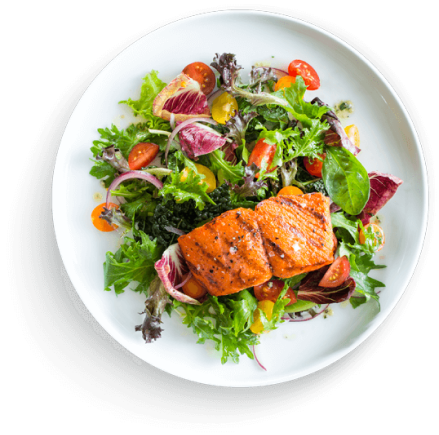 Salmon and salad