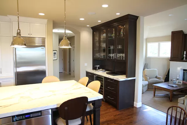 kitchen with built in china cabinet